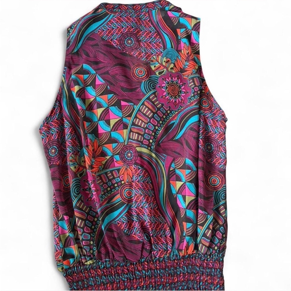 Bisou Bisou Purple Multicolor Ruffled V-Neck Printed Cami - Picture 8 of 8
